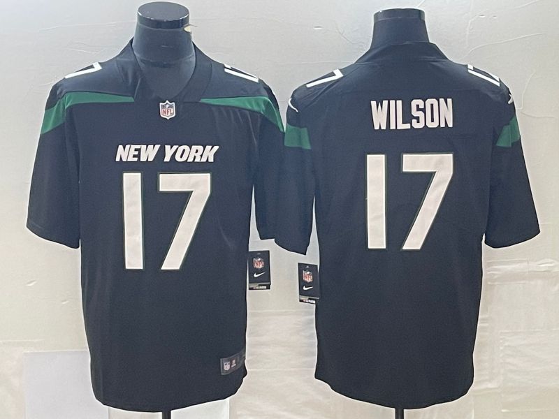 Men New York Jets 17 Wilson Black Nike Vapor Limited NFL Jersey
